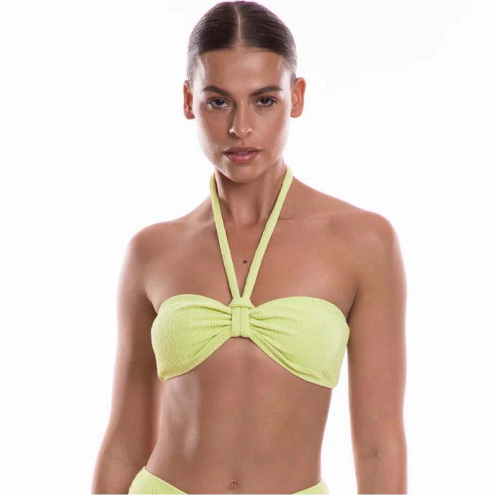 NWT TJ swim Quinn top bandeau in honeydew yellow